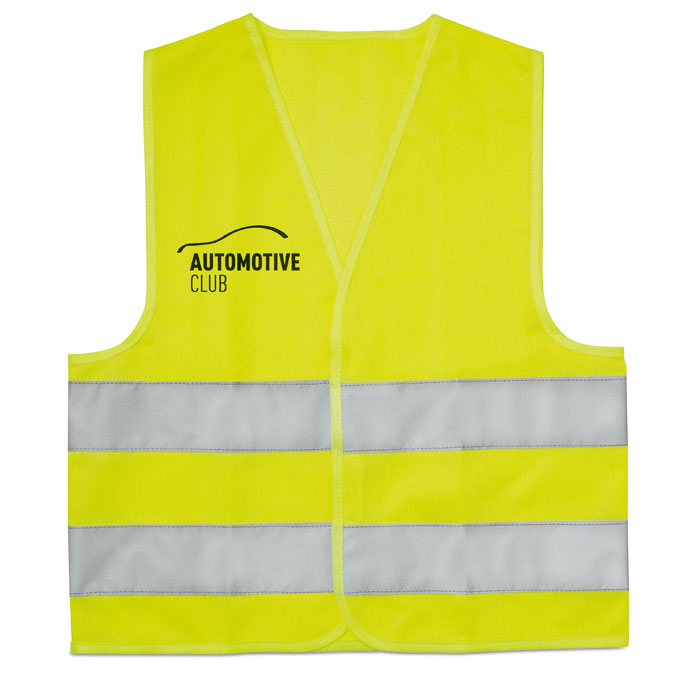 Children's Safety Vest in yellow with 2 reflective bands with 1 colour print logo