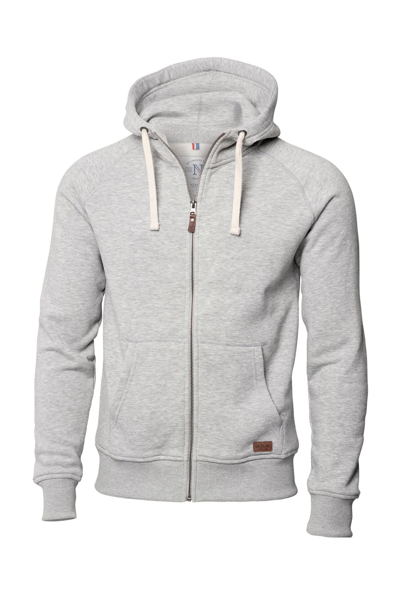 Men's Williamsburg Hooded Sweatshirt in grey with white drawstrings