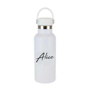 Varo double walled stainless steel bottle in white with 1 colour print