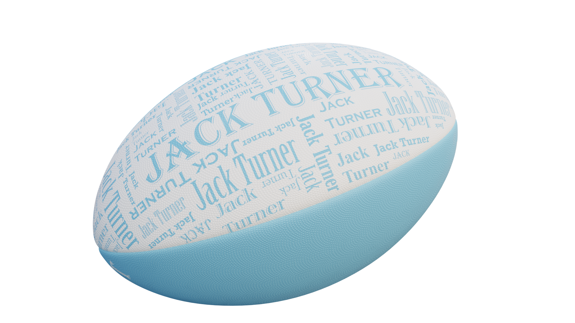 Personalised Rugby Ball in blue and white with blue print