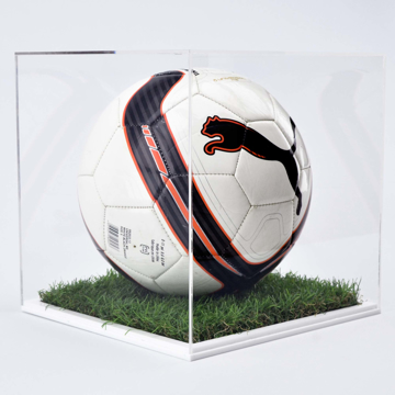 Acrylic Football Display Case with football and grass base
