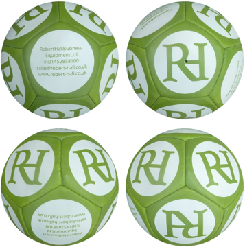 Size 1 football printed to all panels in green on white ball