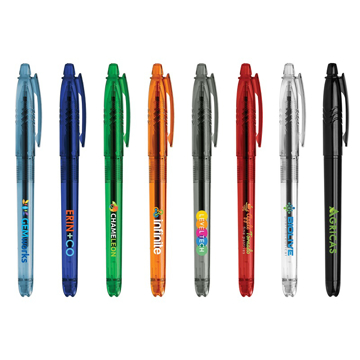 plastic pen in a range of colours made from recycled plastic bottles