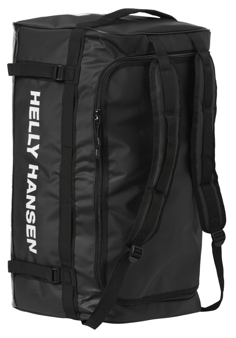 Helly Hansen Duffel Bag 2.0 50L in black shown as backpack