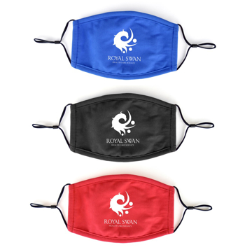 cotton face masks printed with a logo in a range of colours