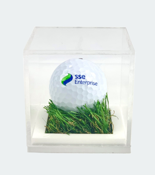 Clear acrylic displace case with printed golf ball