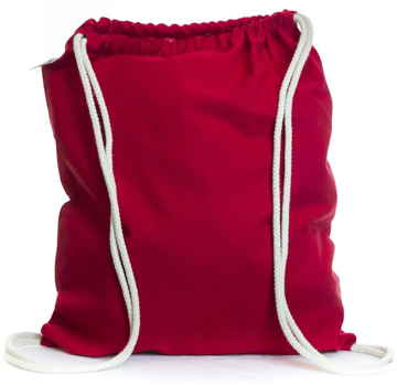Organic cotton drawstring bag in red