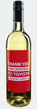 White wine bottle with personalised label