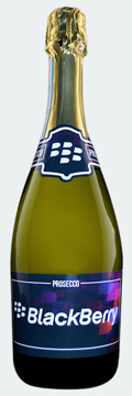 Branded prosecco bottle with digital label