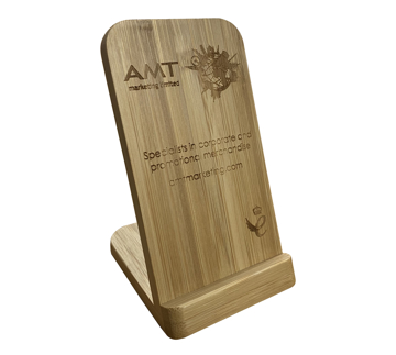 bamboo wireless phone charger stand with engraving