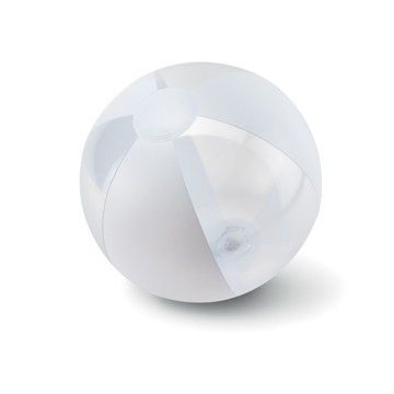 transparent and white beach ball