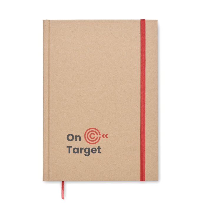 A5 notebook with red elastic strap