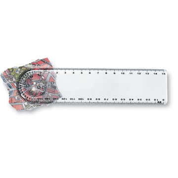 Hard Plastic Ruler, Magnifier and Protractor