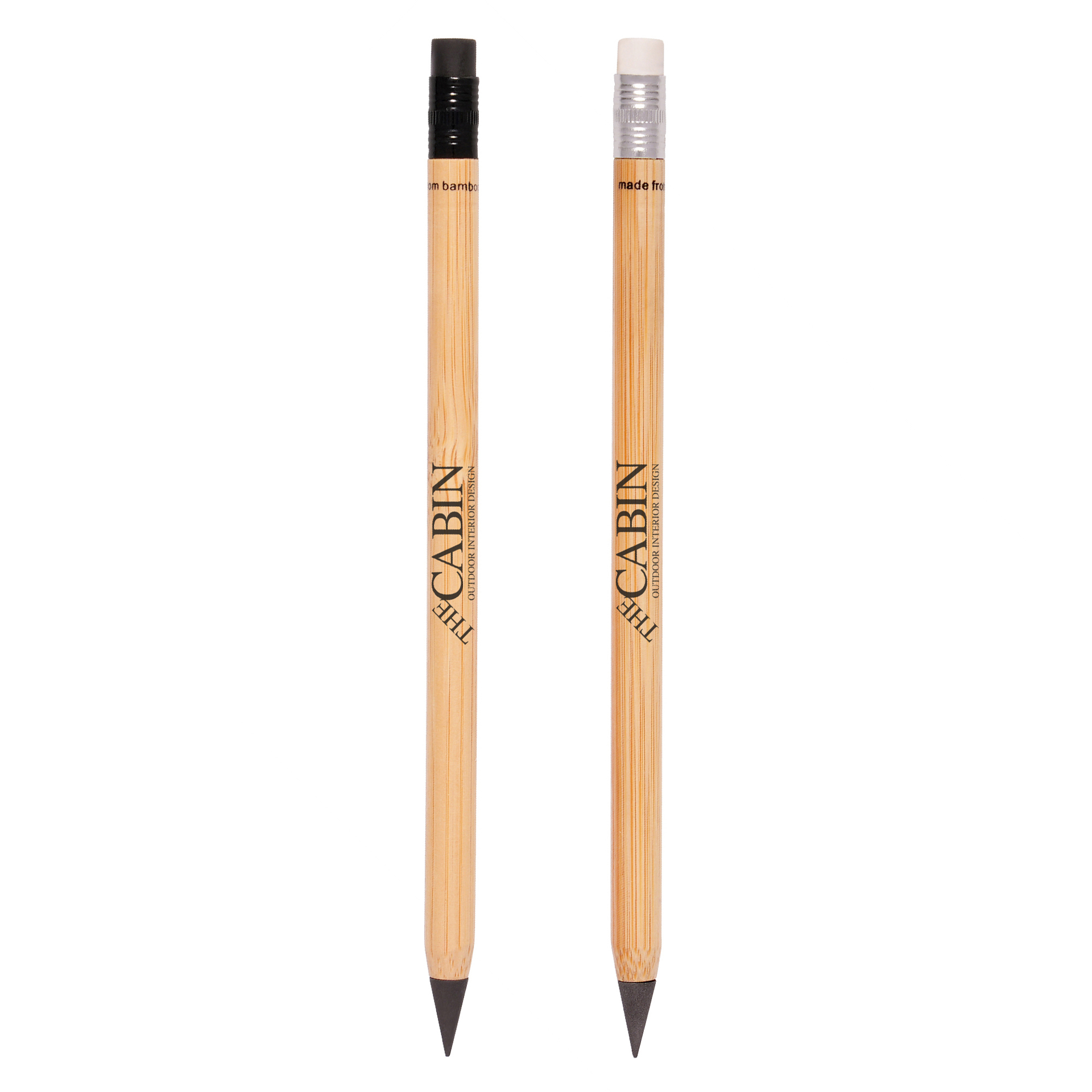 bamboo pencil with graphite nib, with black eraser or white eraser