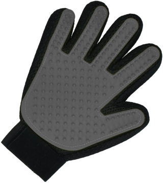 Pet grooming glove black with grey rubber side