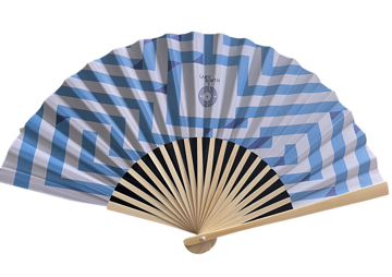 printed bamboo and paper hand fan