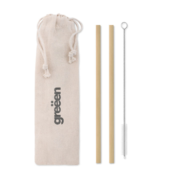 bamboo straw set with print on pouch