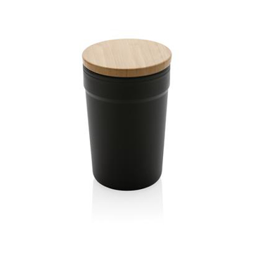 Black mug with bamboo lid