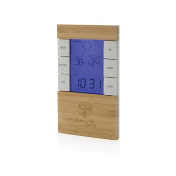 Recycled plastic and bamboo weather station with print