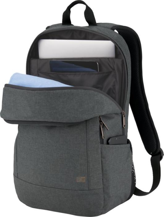 Heather Grey Era Laptop Backpack open with contents