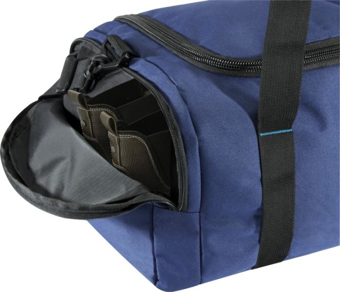 Duffel Bag with side pocket open