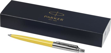 Yellow parker pen next to packaging