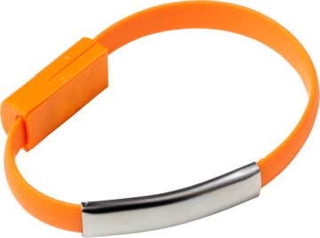 Orange scilicone wristband with a metal engraving plate 