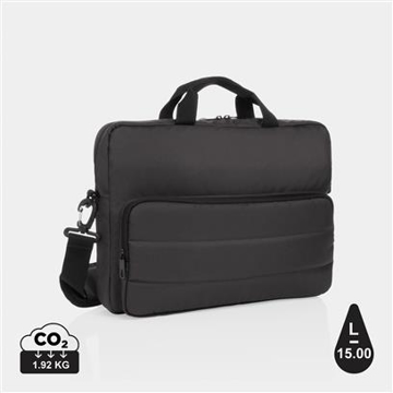 forwards facing, black laptop bag 15.6 inches, with front pocket