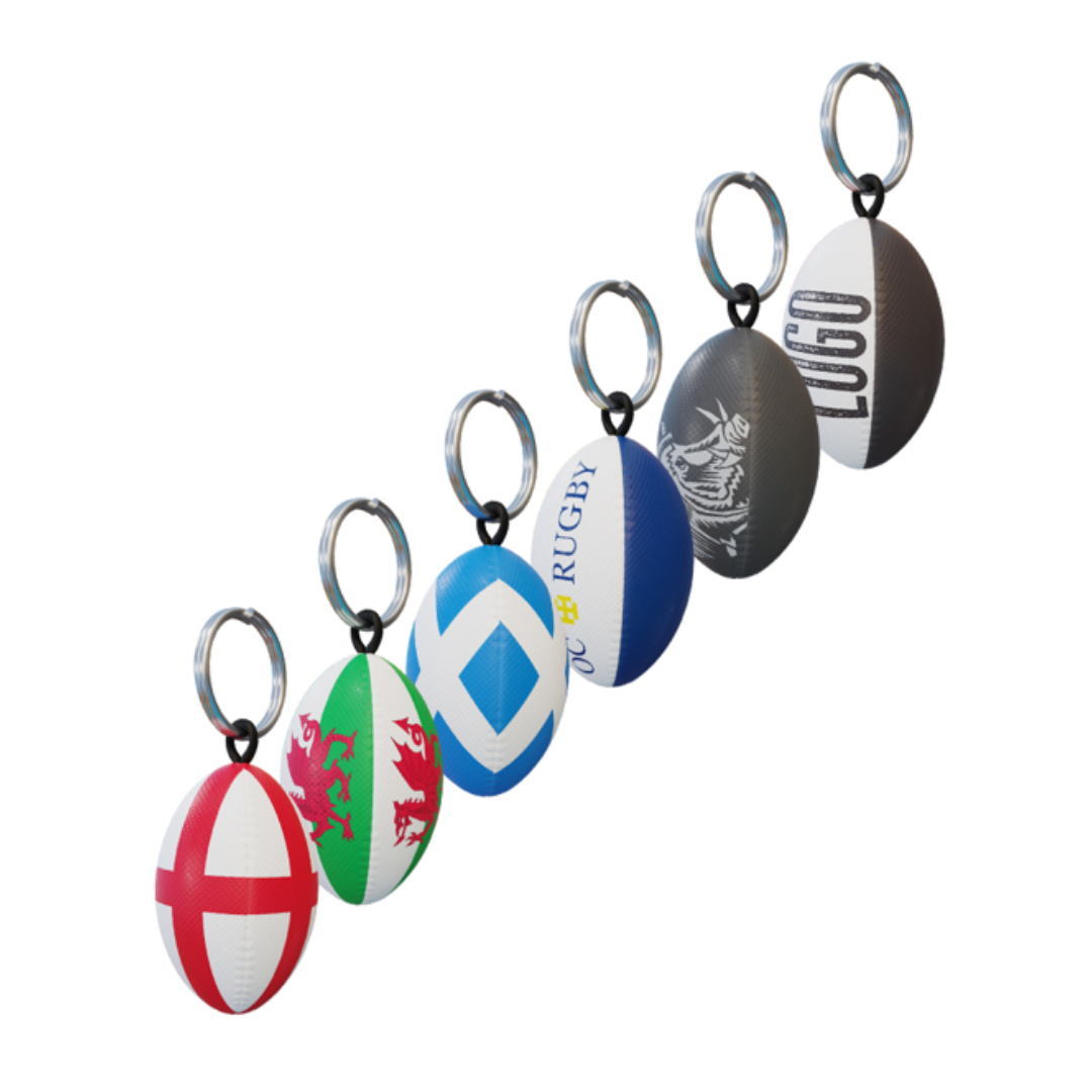 Rugby Ball Keyring group shot