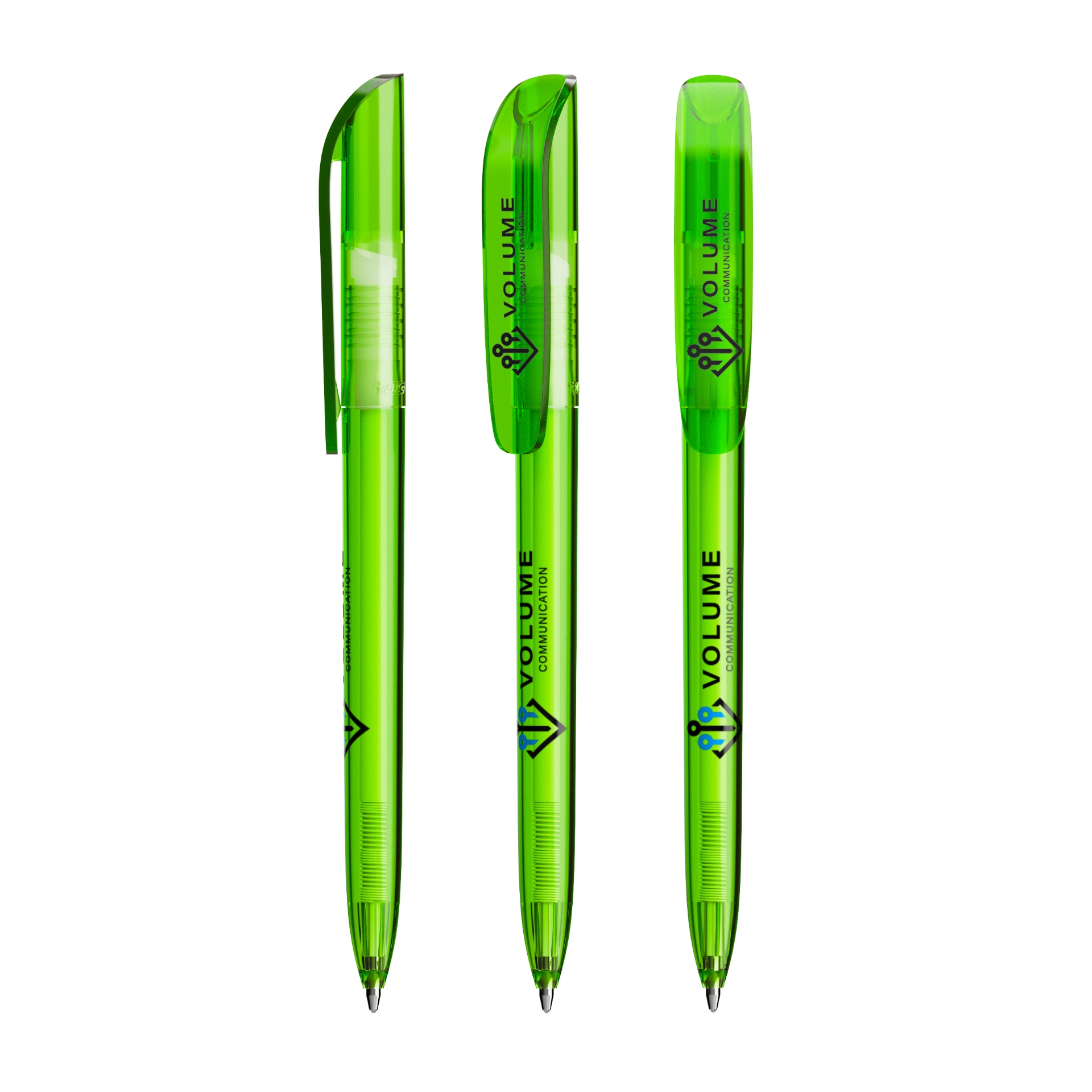 super clip pen in green with print