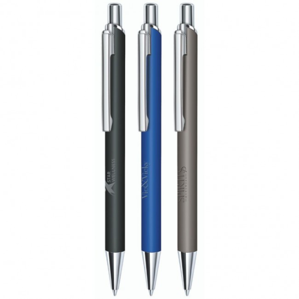 arvent soft touch pen black, blue and silver