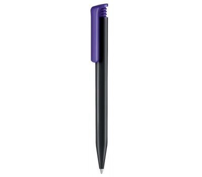 black super hit recycled pen with purple clip