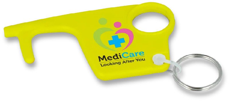 Hygiene plastic key in yellow with full colour print