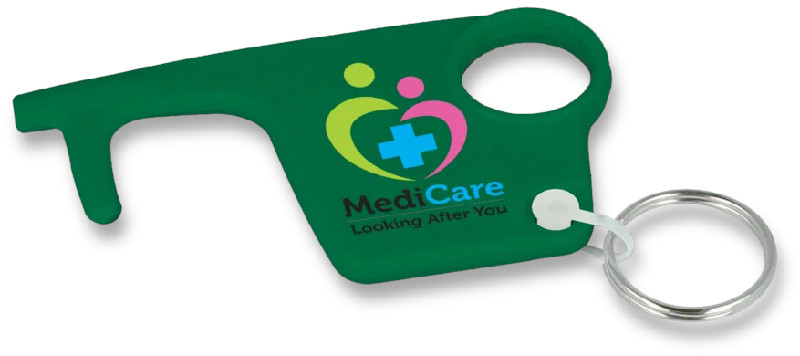 Hygiene plastic key in green with full colour print