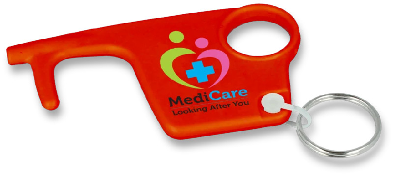 Hygiene plastic key in red with full colour print