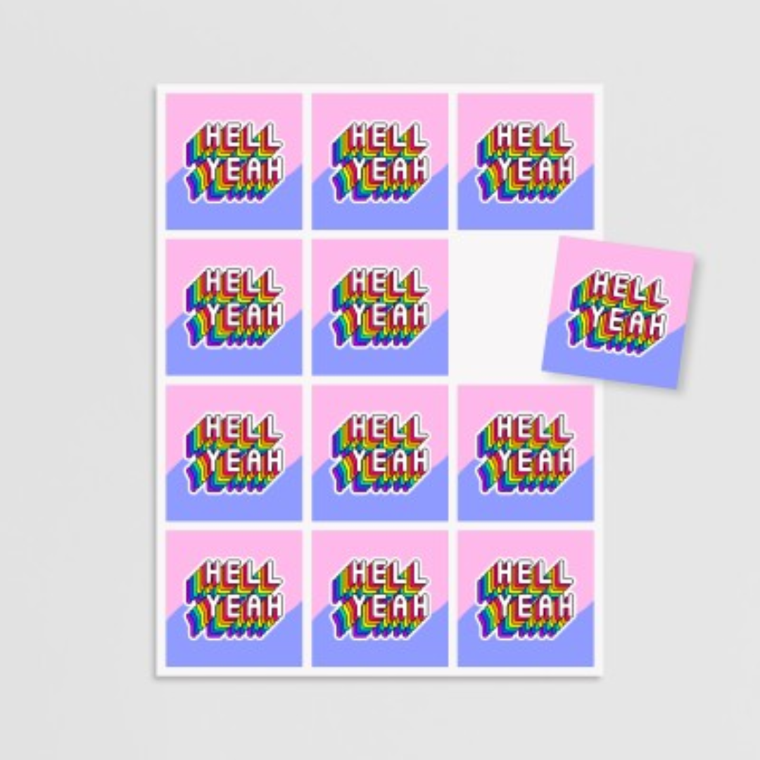 square paper sticker on sheet