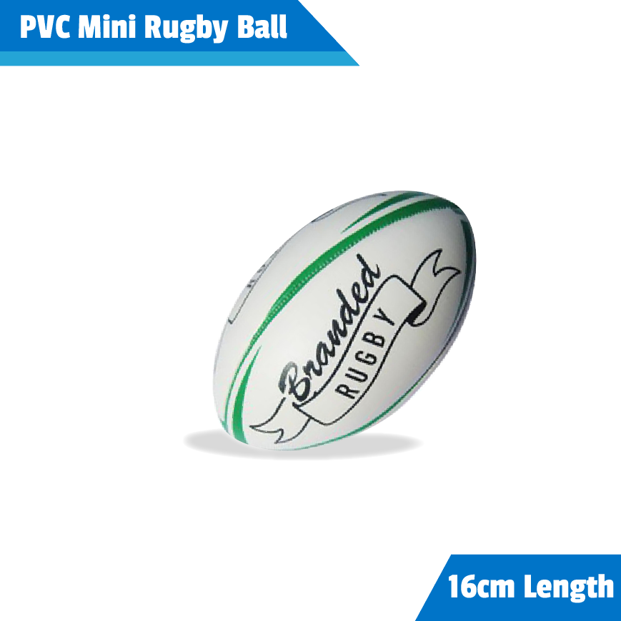 PVC Soft matt Mini rugby ball with green print