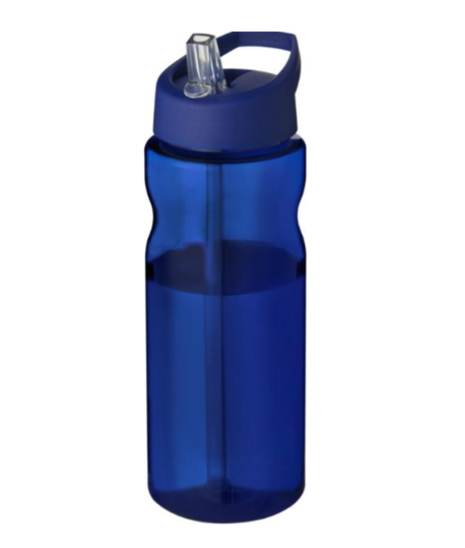 Blue transparent water bottle with straw lid