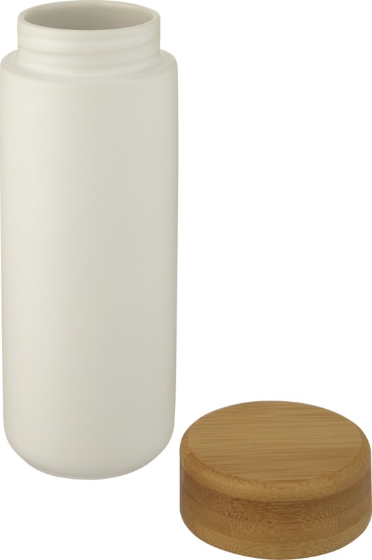 	White ceramic and bamboo tumbler