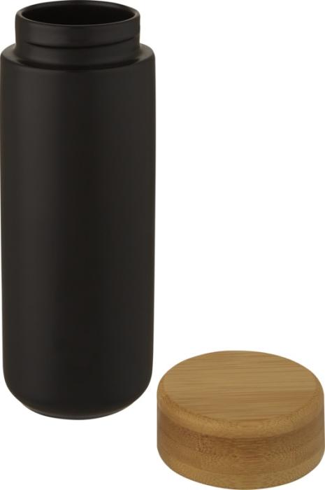 Black ceramic and bamboo tumbler