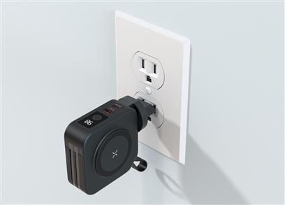 5 in 1 universal charger being charged in the wall