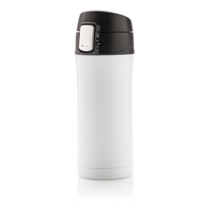 White Recycled stainless steel easy lock vacuum mug