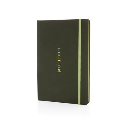 Green RPET A5 notebook with print