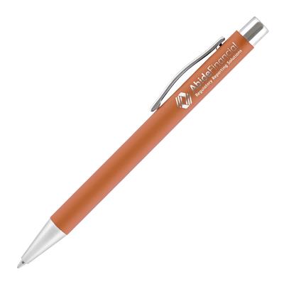 Orange Travis Executive Push Action Metal Ball Pen with print