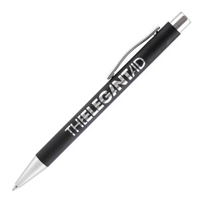 Black Travis Executive Push Action Metal Ball Pen with print