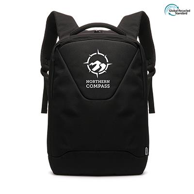 black anti theft backpack with print