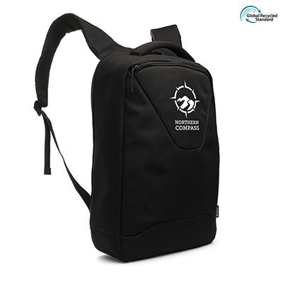 black anti theft backpack with print