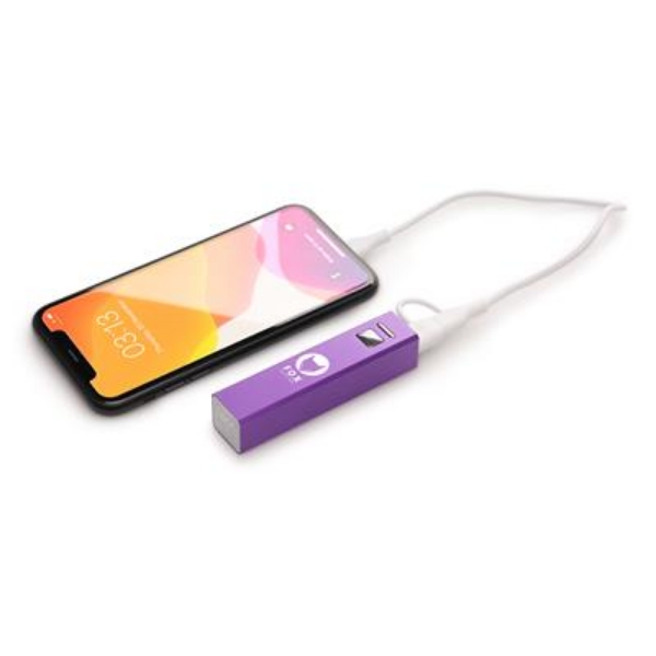 Cuboid Power Bank purple with charger