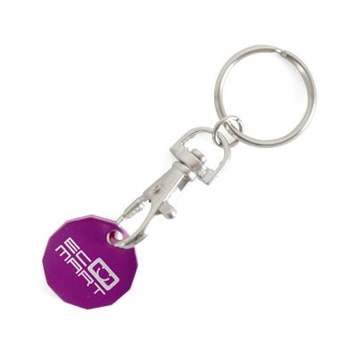 Pink metal trolley coin keyring