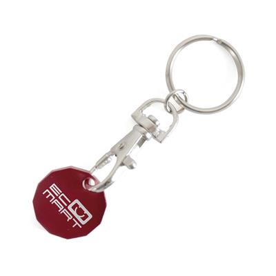 Red metal trolley coin keyring